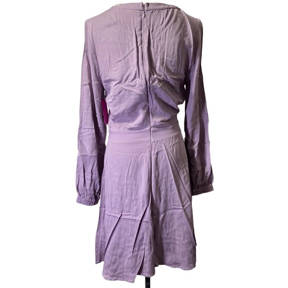 JustFab New Long Sleeve Pleated Purple‎ Size Medium Fit Flare Business Casual - Picture 3 of 15